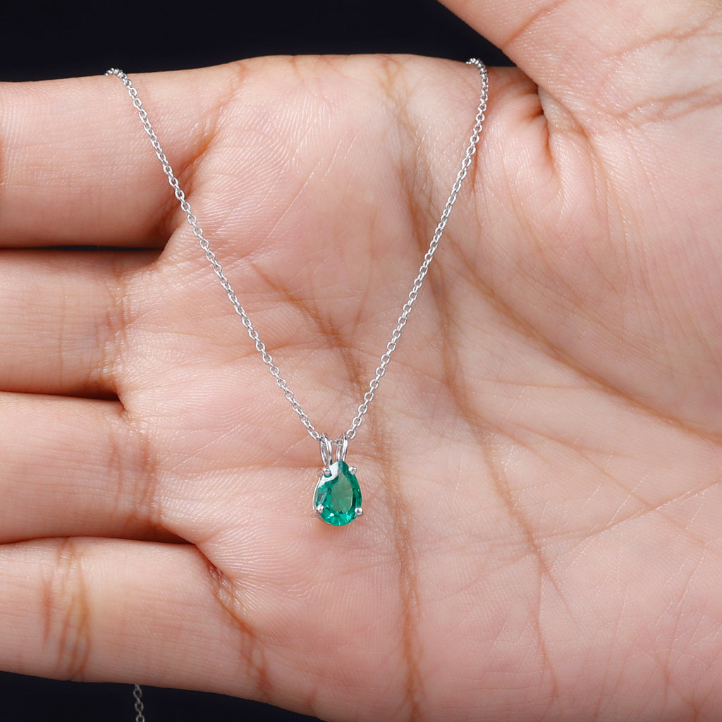 3/4 CT Lab Created Emerald Teardrop Pendant in Gold Lab Created Emerald - ( AAAA ) - Quality - Rosec Jewels