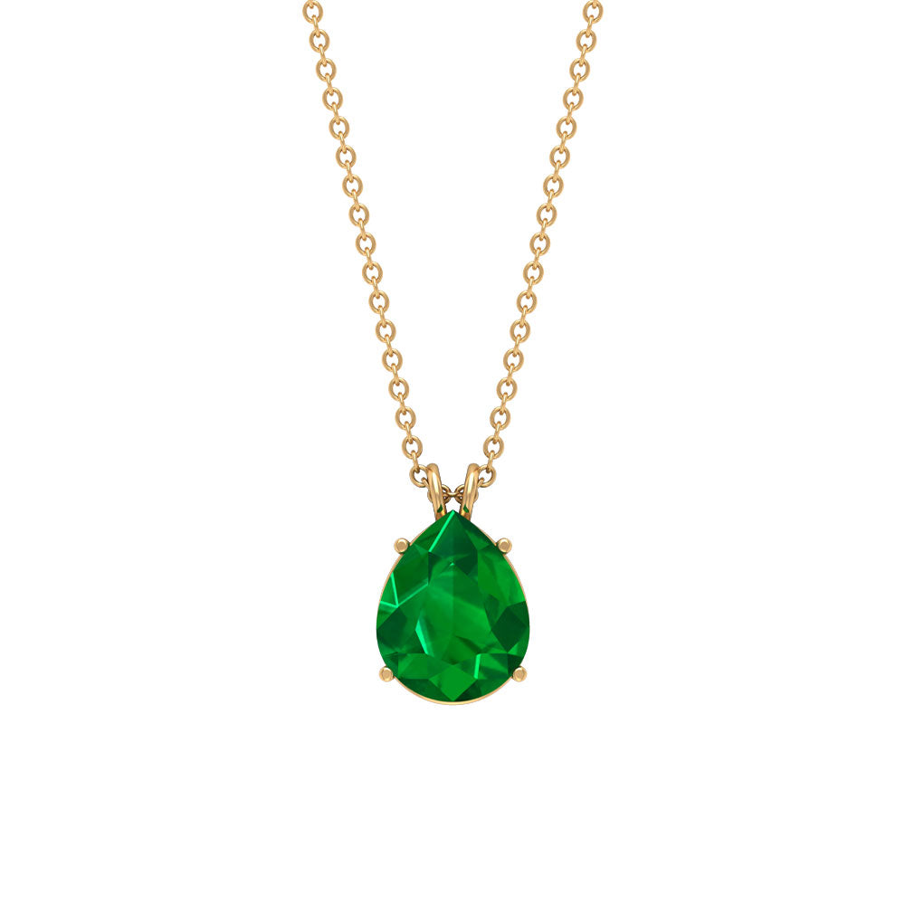 3/4 CT Lab Created Emerald Teardrop Pendant in Gold Lab Created Emerald - ( AAAA ) - Quality - Rosec Jewels