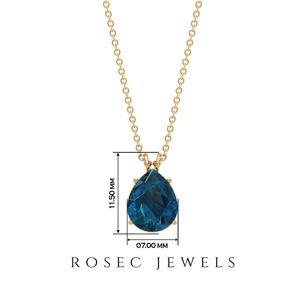 7X9 MM Pear Cut London Blue Topaz Pendant for Women London Blue Topaz - ( AAA ) - Quality - Rosec Jewels
