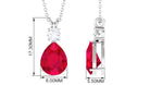 Classic Created Ruby Teardrop Pendant with Moissanite Lab Created Ruby - ( AAAA ) - Quality - Rosec Jewels