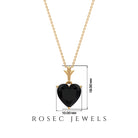 Heart Shape Black Spinel Solitaire Necklace Black Spinel - ( AAA ) - Quality - Rosec Jewels