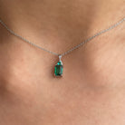Minimal Created Emerald Pendant Necklace Lab Created Emerald - ( AAAA ) - Quality - Rosec Jewels