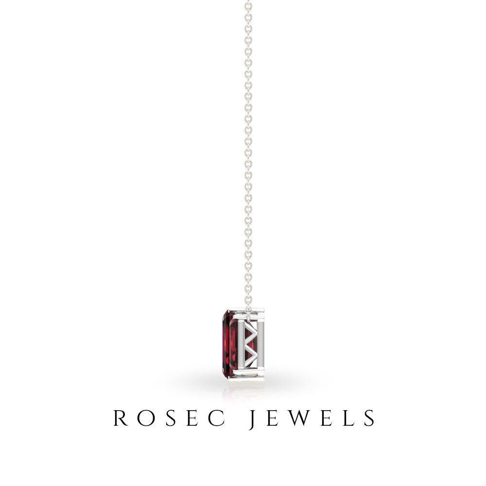 3 CT Three Stone Octagon Shape Garnet Pendant Necklace for Women Garnet - ( AAA ) - Quality - Rosec Jewels