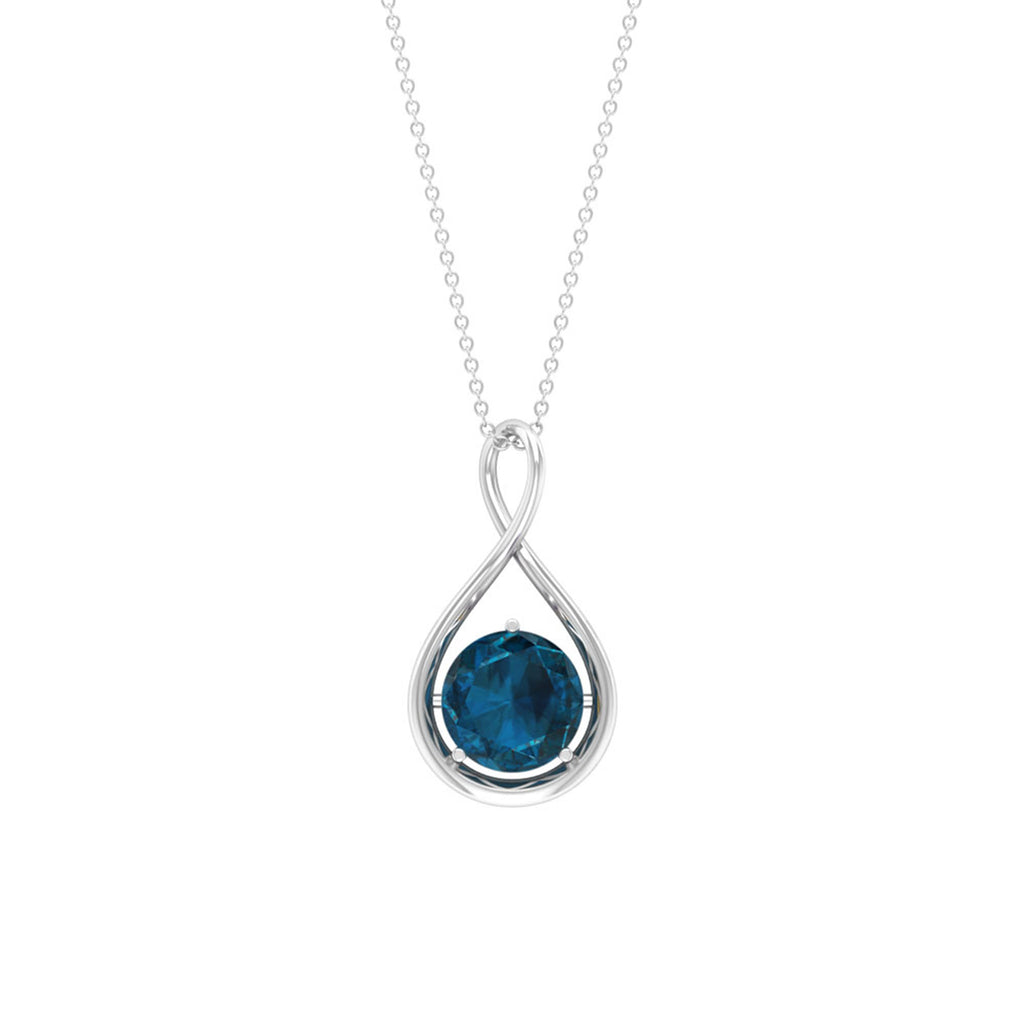 2 CT Infinity Knot Solitaire Necklace with London Blue Topaz London Blue Topaz - ( AAA ) - Quality - Rosec Jewels