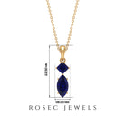 1 CT Two Stone Pendant Necklace with Lab Created Blue Sapphire Lab Created Blue Sapphire - ( AAAA ) - Quality - Rosec Jewels