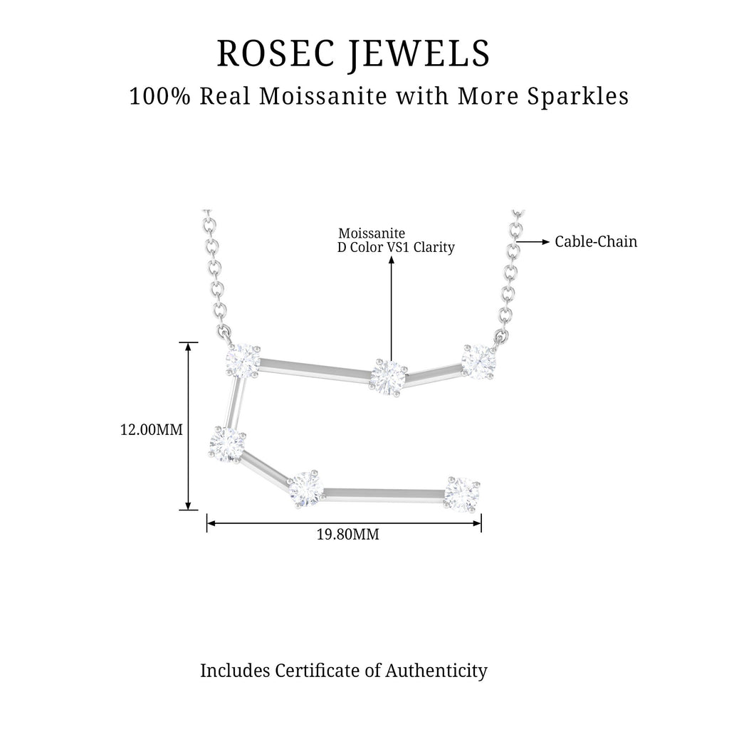 Certified Moissanite Gemini Constellation Necklace Moissanite - ( D-VS1 ) - Color and Clarity - Rosec Jewels