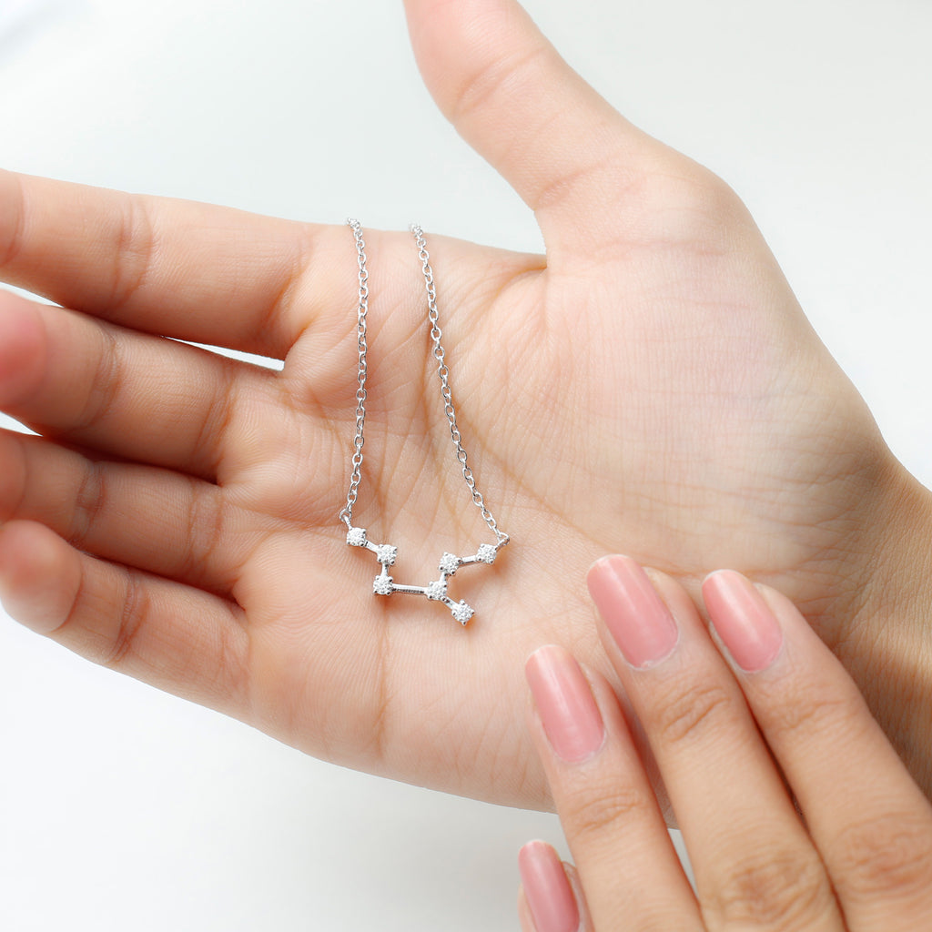 Moissanite Virgo Zodiac Constellation Necklace Moissanite - ( D-VS1 ) - Color and Clarity - Rosec Jewels