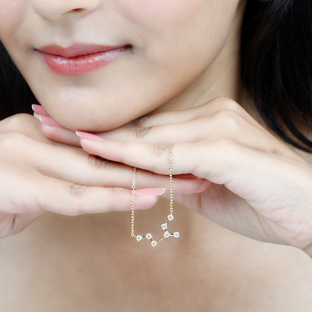 Moissanite Virgo Zodiac Constellation Necklace Moissanite - ( D-VS1 ) - Color and Clarity - Rosec Jewels