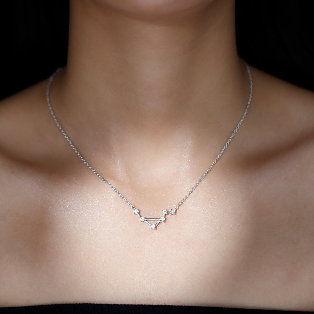 Certified Moissanite Libra Constellation Necklace Moissanite - ( D-VS1 ) - Color and Clarity - Rosec Jewels