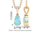 Pear Shape Aquamarine Solitaire Pendant with Diamond Bail Aquamarine - ( AAA ) - Quality - Rosec Jewels