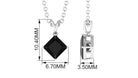 4.50 MM Minimal Princess Cut Black Diamond Solitaire Pendant Necklace in 4 Prong Diagonal Setting with Rabbit Ear Bail Lab Created Black Diamond - ( AAAA ) - Quality - Rosec Jewels