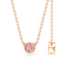 Simple Round Morganite Solitaire Necklace in Bezel Setting Morganite - ( AAA ) - Quality - Rosec Jewels