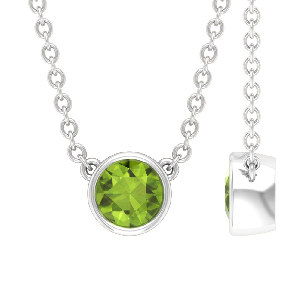 1/4 CT Round Cut Peridot Solitaire Necklace in Gold Peridot - ( AAA ) - Quality - Rosec Jewels