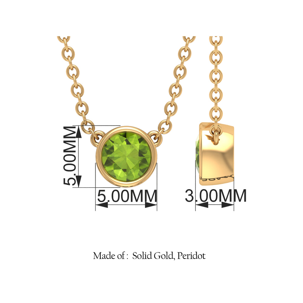 1/4 CT Round Cut Peridot Solitaire Necklace in Gold Peridot - ( AAA ) - Quality - Rosec Jewels
