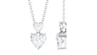 Certified Moissanite Twin Heart Necklace in Prong Setting Moissanite - ( D-VS1 ) - Color and Clarity - Rosec Jewels
