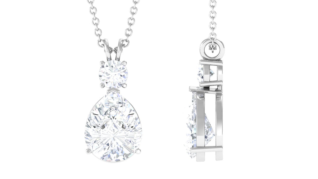 Certified Moissanite Teardrop Pendant Necklace Moissanite - ( D-VS1 ) - Color and Clarity - Rosec Jewels