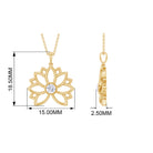 Natural Diamond Gold Lotus Floral Pendant Necklace in Bezel Setting Diamond - ( HI-SI ) - Color and Clarity - Rosec Jewels