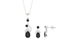 Black Spinel and Diamond Bridal Dangle Jewelry Set Black Spinel - ( AAA ) - Quality - Rosec Jewels