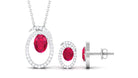 Oval Created Ruby and Moissanite Contemporary Jewelry Set Lab Created Ruby - ( AAAA ) - Quality - Rosec Jewels