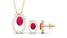 Oval Created Ruby and Moissanite Contemporary Jewelry Set Lab Created Ruby - ( AAAA ) - Quality - Rosec Jewels