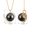 Designer Black Tahitian Pearl Solitaire Pendant with Diamond Accent Tahitian pearl - ( AAA ) - Quality - Rosec Jewels