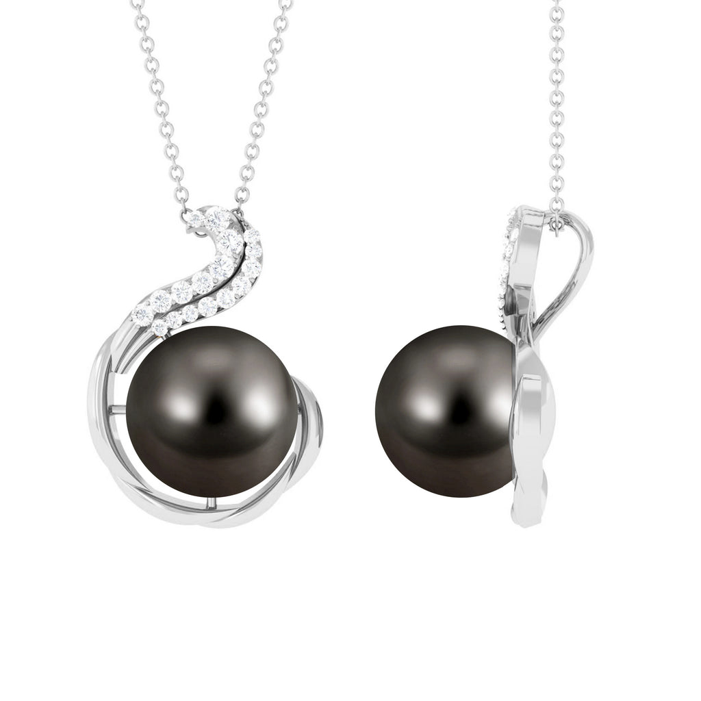 Tahitian Pearl Cocktail Pendant with Diamond Accent Tahitian pearl - ( AAA ) - Quality - Rosec Jewels