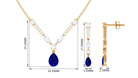 Created Blue Sapphire and Moissanite Drop Necklace Earrings Set Lab Created Blue Sapphire - ( AAAA ) - Quality - Rosec Jewels