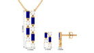 Created Blue Sapphire and Diamond Dangle Jewelry Set Lab Created Blue Sapphire - ( AAAA ) - Quality - Rosec Jewels