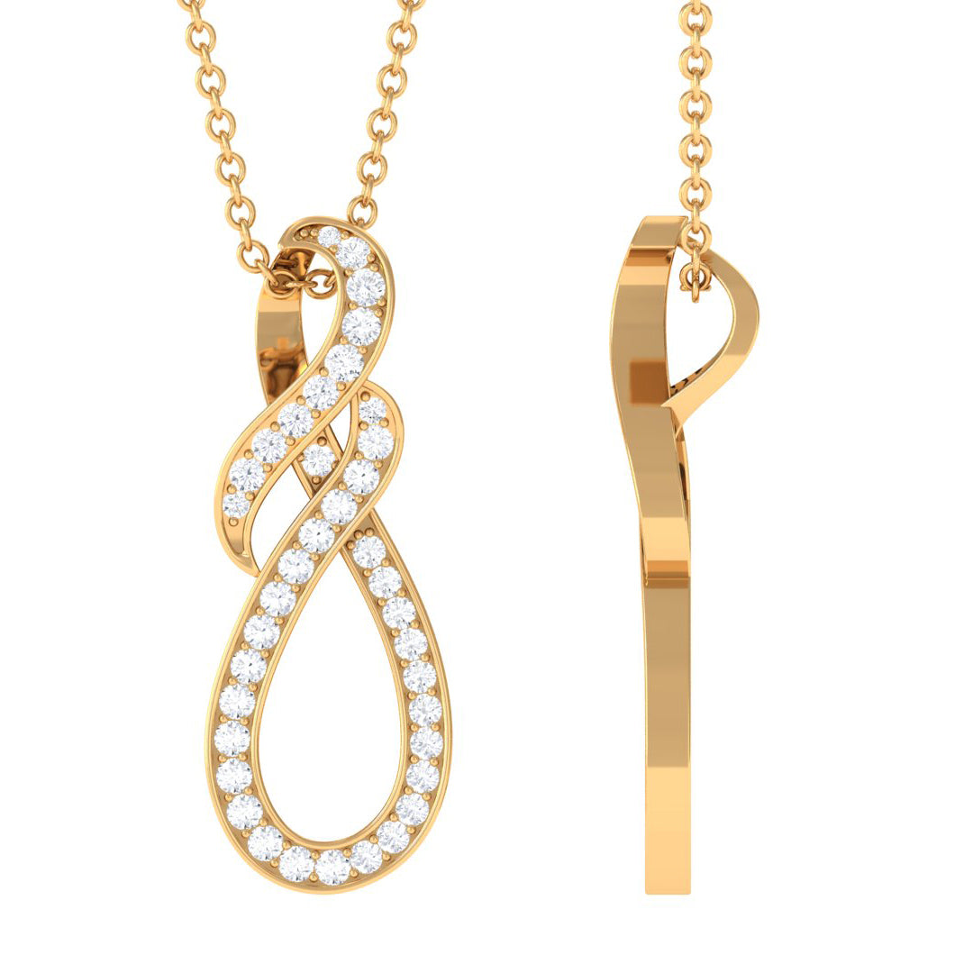 1/2 CT Diamond Infinity Dangle Pendant Necklace in Gold Diamond - ( HI-SI ) - Color and Clarity - Rosec Jewels