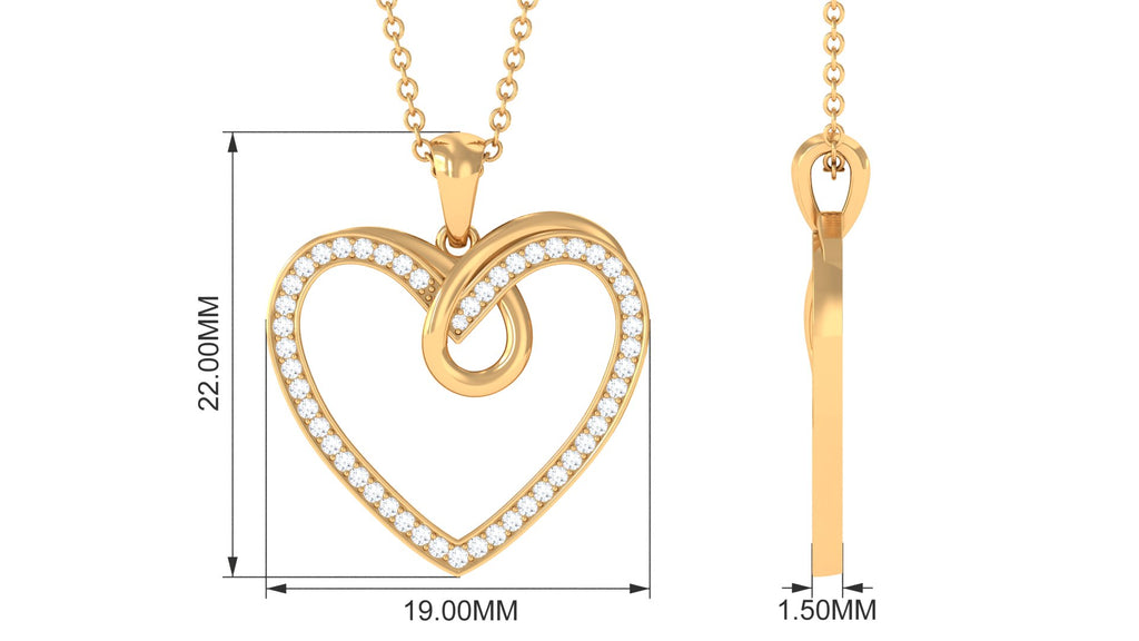 Pave Set Diamond Open Heart Pendant in Gold Diamond - ( HI-SI ) - Color and Clarity - Rosec Jewels
