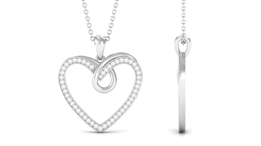 Pave Set Diamond Open Heart Pendant in Gold Diamond - ( HI-SI ) - Color and Clarity - Rosec Jewels