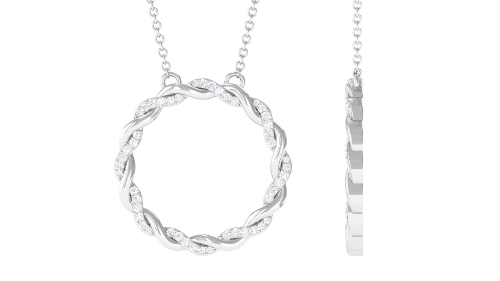 Pure Diamond Twisted Eternity Necklace in Pave Setting Diamond - ( HI-SI ) - Color and Clarity - Rosec Jewels