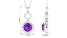 Natural Amethyst Pendant Necklace with Diamond Amethyst - ( AAA ) - Quality - Rosec Jewels