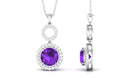 Natural Amethyst Pendant Necklace with Diamond Amethyst - ( AAA ) - Quality - Rosec Jewels