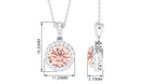 Real Morganite Pendant Necklace With Diamond Halo Morganite - ( AAA ) - Quality - Rosec Jewels