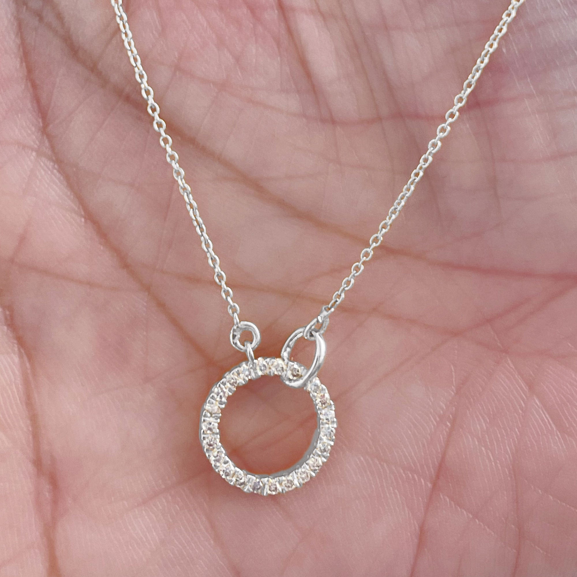 Natural Diamond Eternity Minimal Necklace Diamond - ( HI-SI ) - Color and Clarity - Rosec Jewels