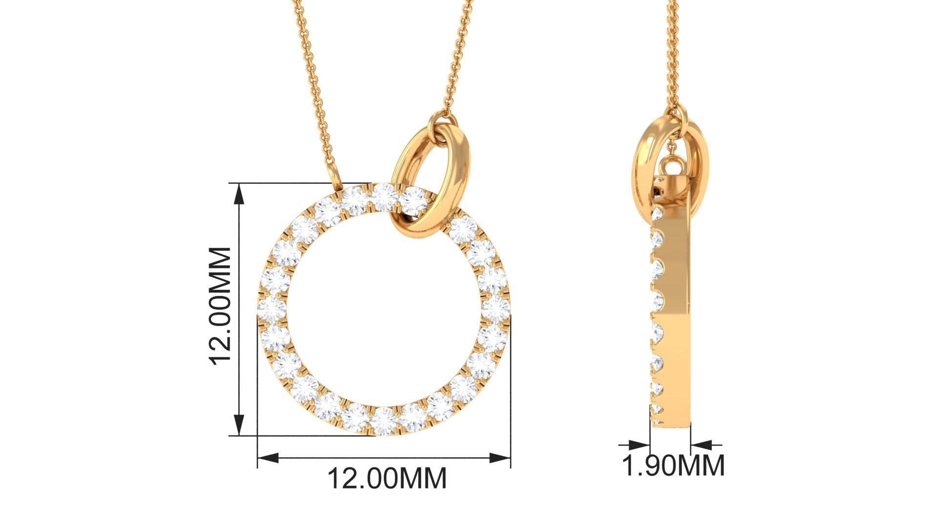 Natural Diamond Eternity Minimal Necklace Diamond - ( HI-SI ) - Color and Clarity - Rosec Jewels