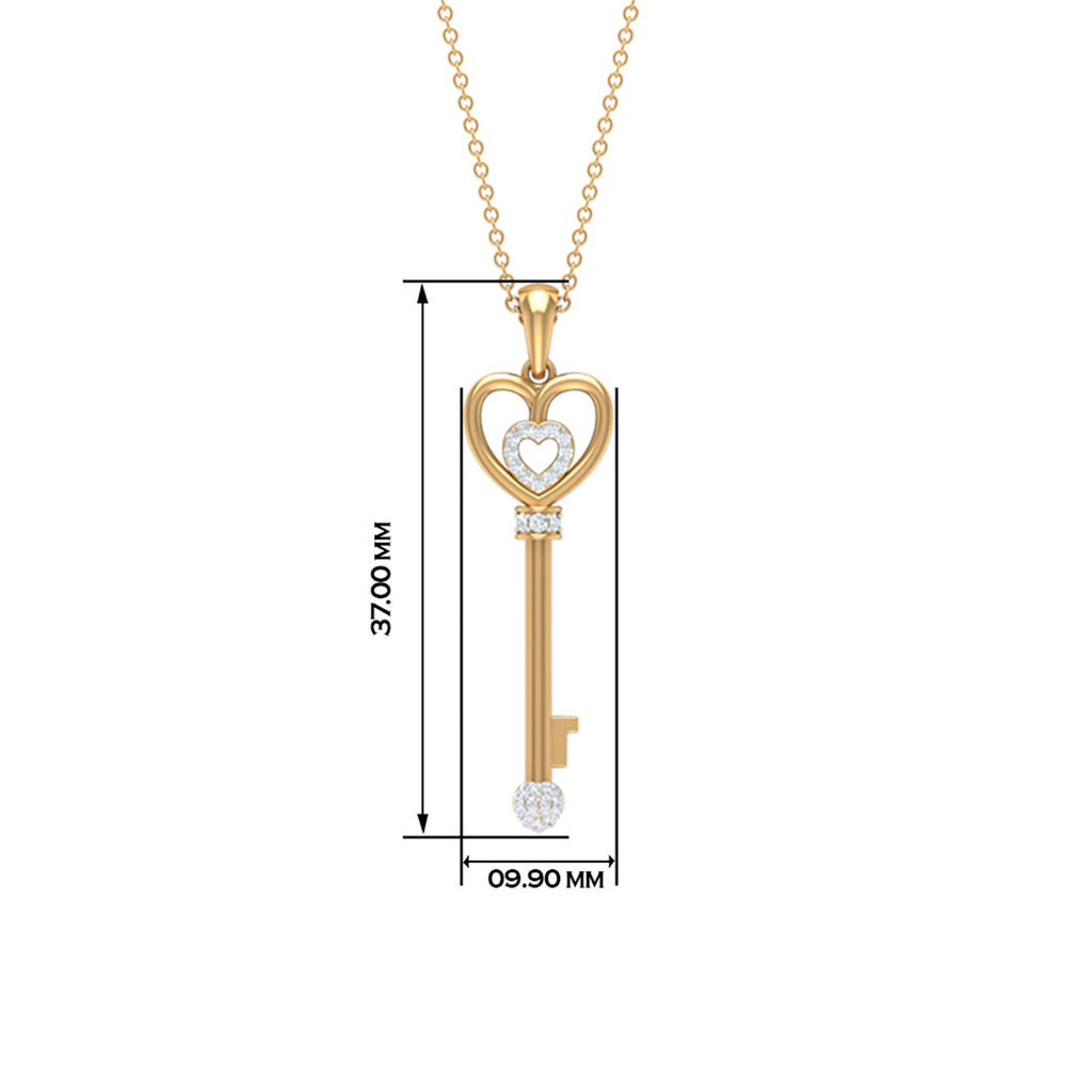 Vintage Key Charm Pendant Necklace with Diamonds Diamond - ( HI-SI ) - Color and Clarity - Rosec Jewels