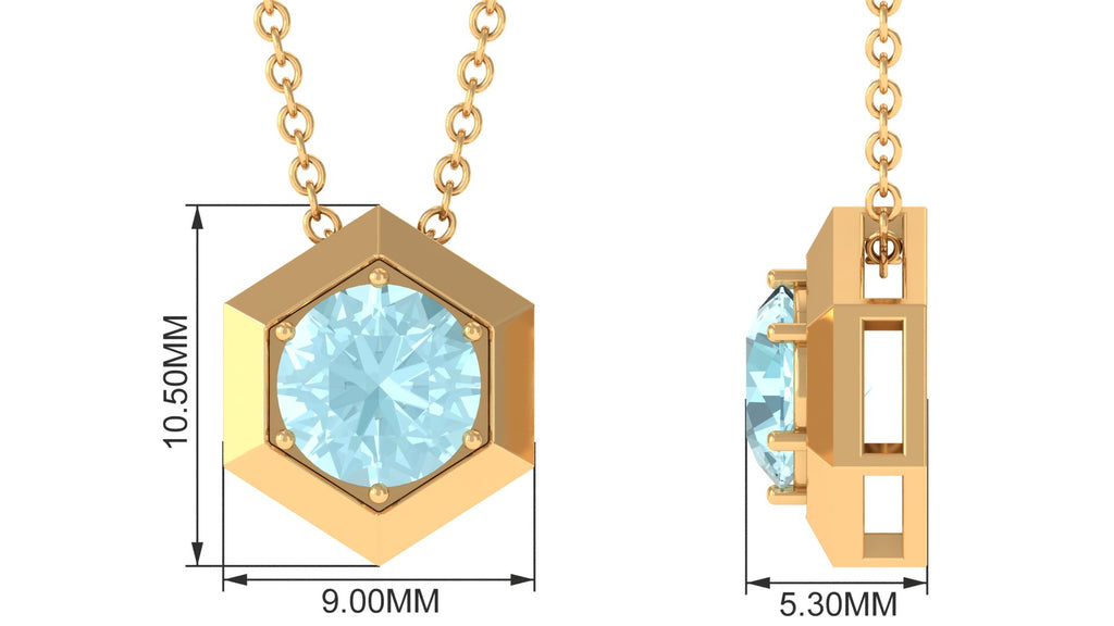 1 CT Hexagon Pendant for Women with Solitaire Sky Blue Topaz Sky Blue Topaz - ( AAA ) - Quality - Rosec Jewels