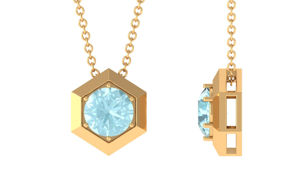 1 CT Hexagon Pendant for Women with Solitaire Sky Blue Topaz Sky Blue Topaz - ( AAA ) - Quality - Rosec Jewels