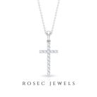 Natural Diamond Cross Pendant Necklace Diamond - ( HI-SI ) - Color and Clarity - Rosec Jewels