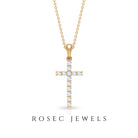Natural Diamond Cross Pendant Necklace Diamond - ( HI-SI ) - Color and Clarity - Rosec Jewels