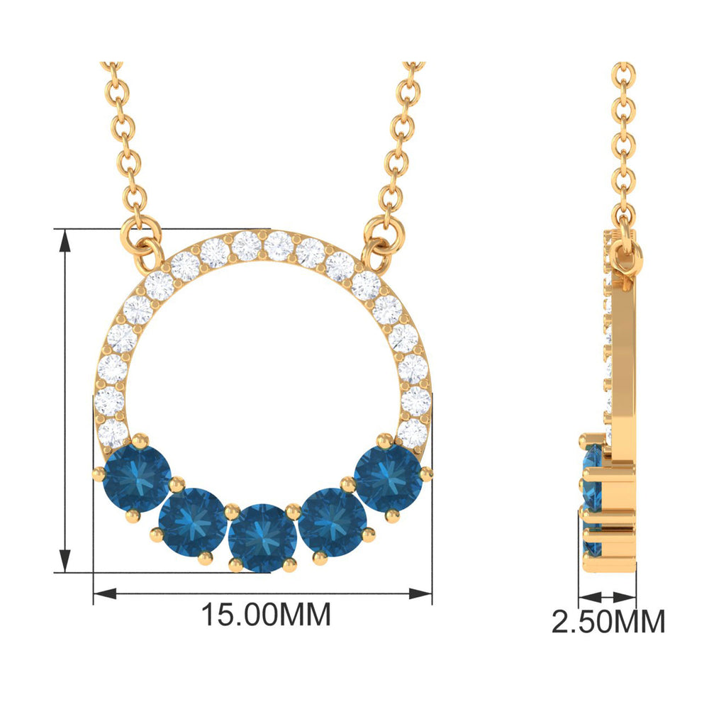 1 CT Round Shape London Blue Topaz and Diamond Eternity Necklace London Blue Topaz - ( AAA ) - Quality - Rosec Jewels