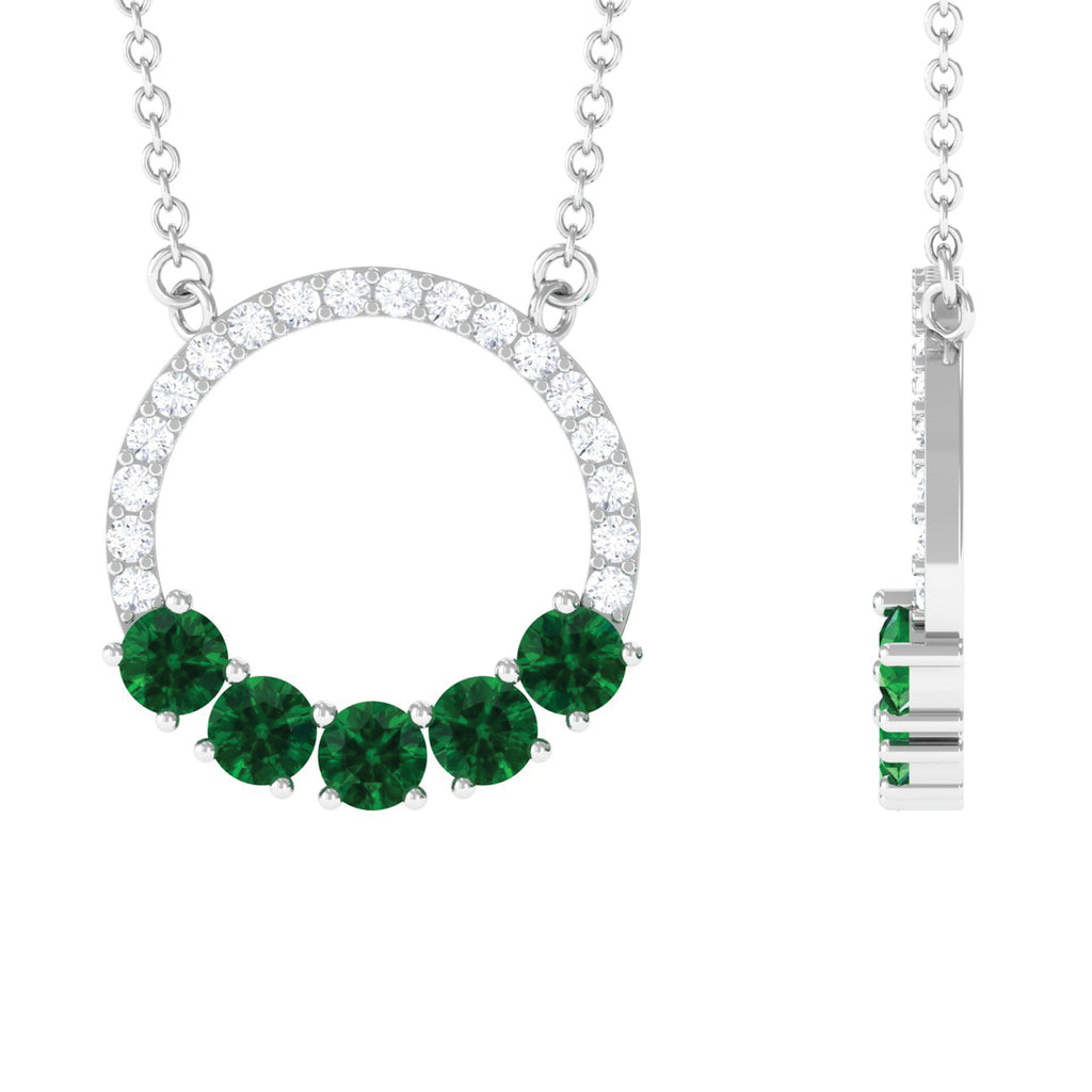 1 CT Round Cut Created Emerald and zircon Eternity Necklace Lab Created Emerald - ( AAAA ) - Quality - Rosec Jewels