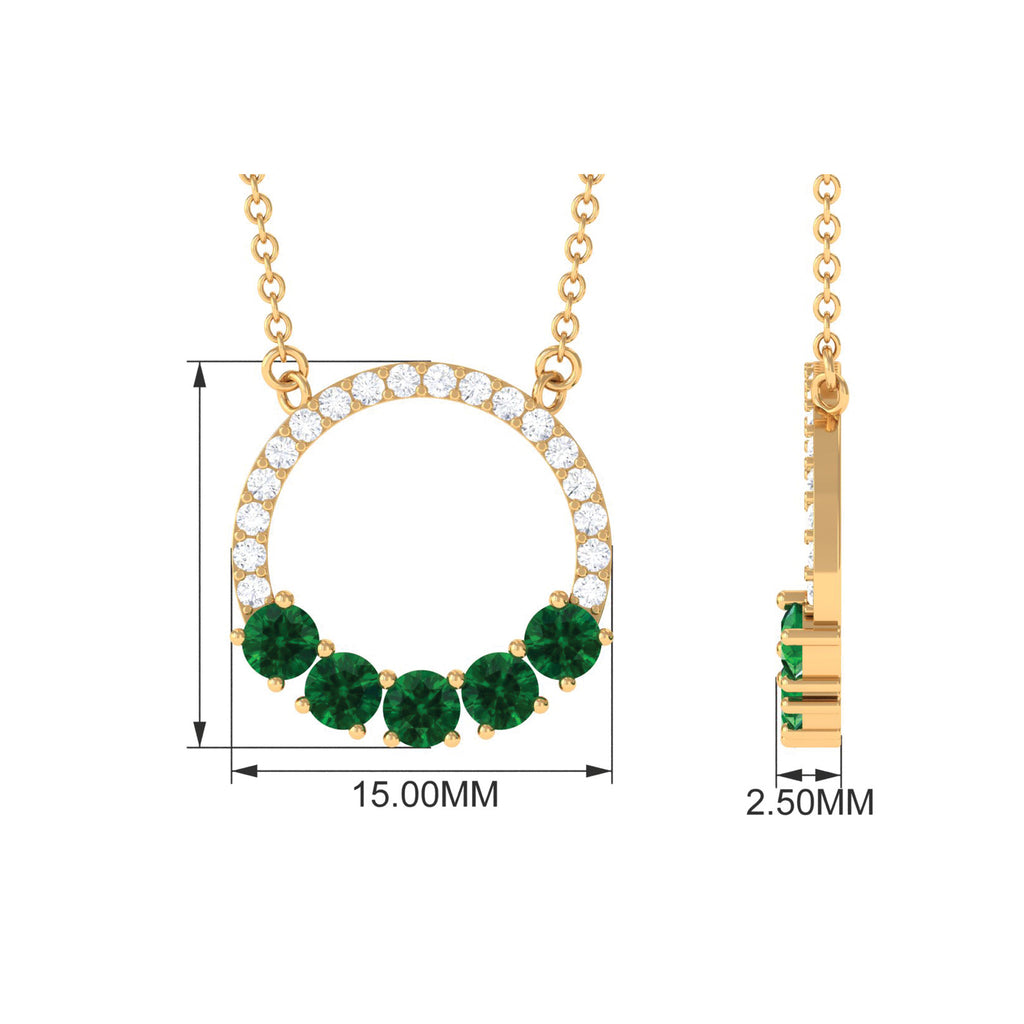 Lab Created Emerald Circle Necklace With Diamond Accent Lab Created Emerald - ( AAAA ) - Quality - Rosec Jewels