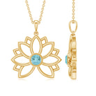 Lotus Flower Pendant with Bezel Set Sky Blue Topaz Solitaire Sky Blue Topaz - ( AAA ) - Quality - Rosec Jewels