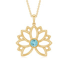 Lotus Flower Pendant with Bezel Set Sky Blue Topaz Solitaire Sky Blue Topaz - ( AAA ) - Quality - Rosec Jewels