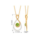 Peridot and Diamond Teardrop Pendant Necklace Peridot - ( AAA ) - Quality - Rosec Jewels