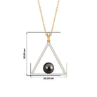 Diamond Open Triangle Pendant Necklace with Black Tahitian Pearl Tahitian pearl - ( AAA ) - Quality - Rosec Jewels