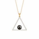 Diamond Open Triangle Pendant Necklace with Black Tahitian Pearl Tahitian pearl - ( AAA ) - Quality - Rosec Jewels